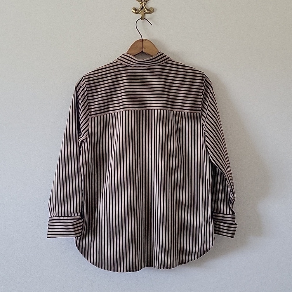 Chico's No Iron Stretch Black Imperial Stripe Shirt Size Medium/8 - Picture 4 of 7
